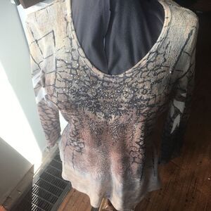 Reba loose weave L long sleeve western tunic
